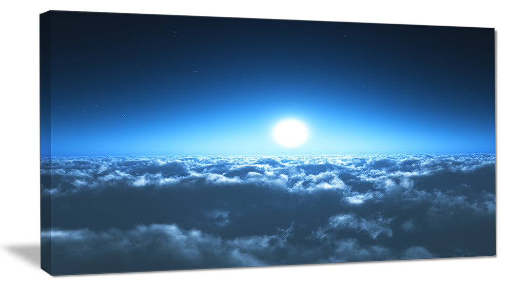 "Night Flight Above Clouds" Extra Large Wall Art Landscape, 1 Panel, 60"x28"