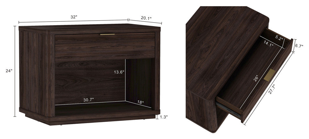Manhattan Comfort Evelyn 32" Nightstand 2.0