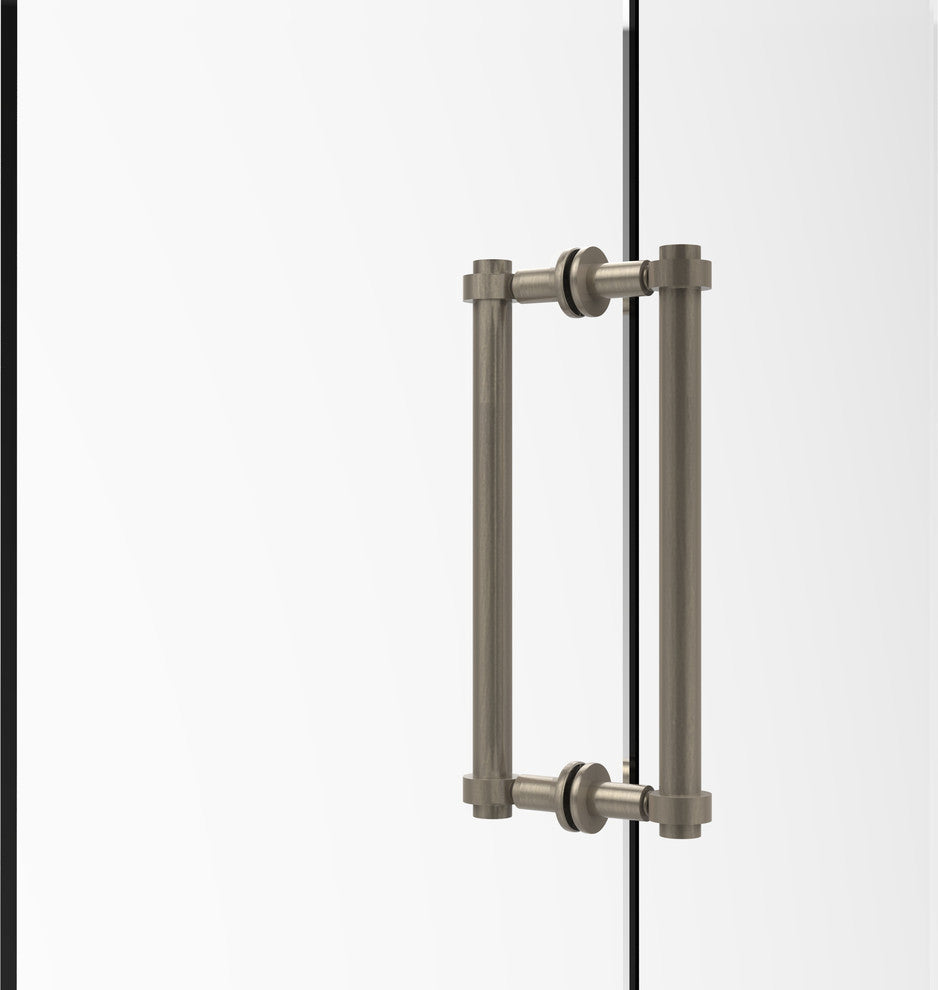 Contemporary 12" Back to Back Shower Door Pull, Antique Pewter