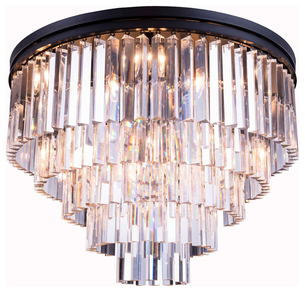 Sydney Collection Flush Mount, Clear, Mocha Brown