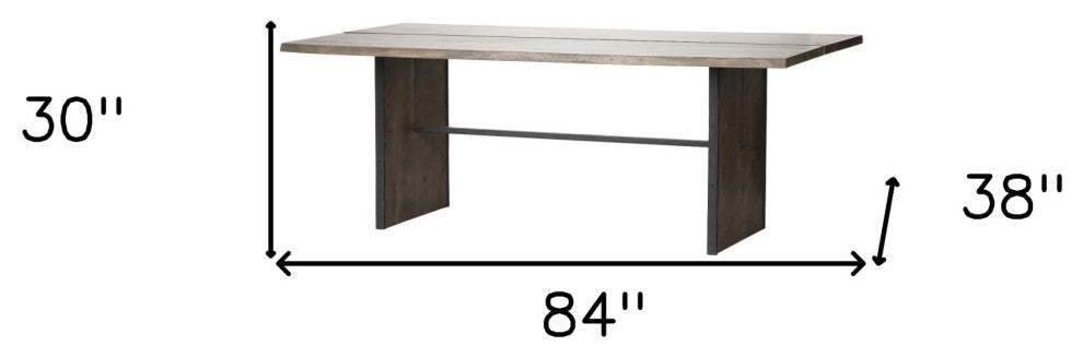 84" Brown Solid Wood Sled Base Dining Table