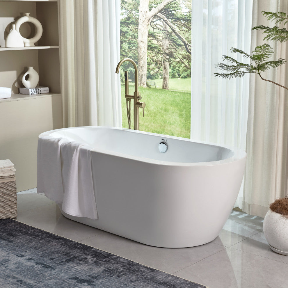 Vanity Art Freestanding Acrylic Bathtub, White, 32"x68"