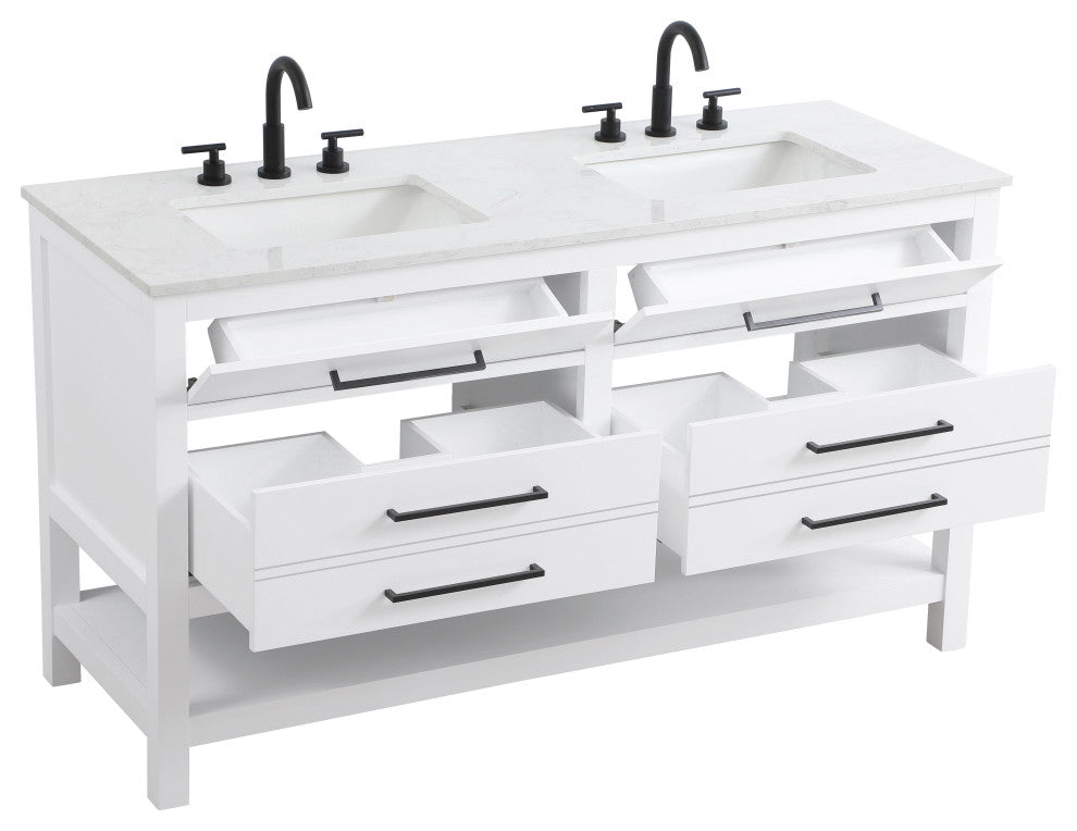 Home Living 60" Double Bathroom Vanity, White