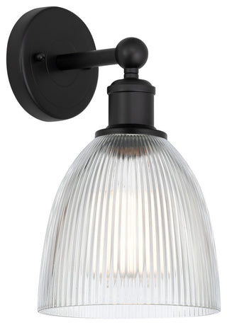 Edison Castile 6" Sconce, Matte Black, Clear Shade
