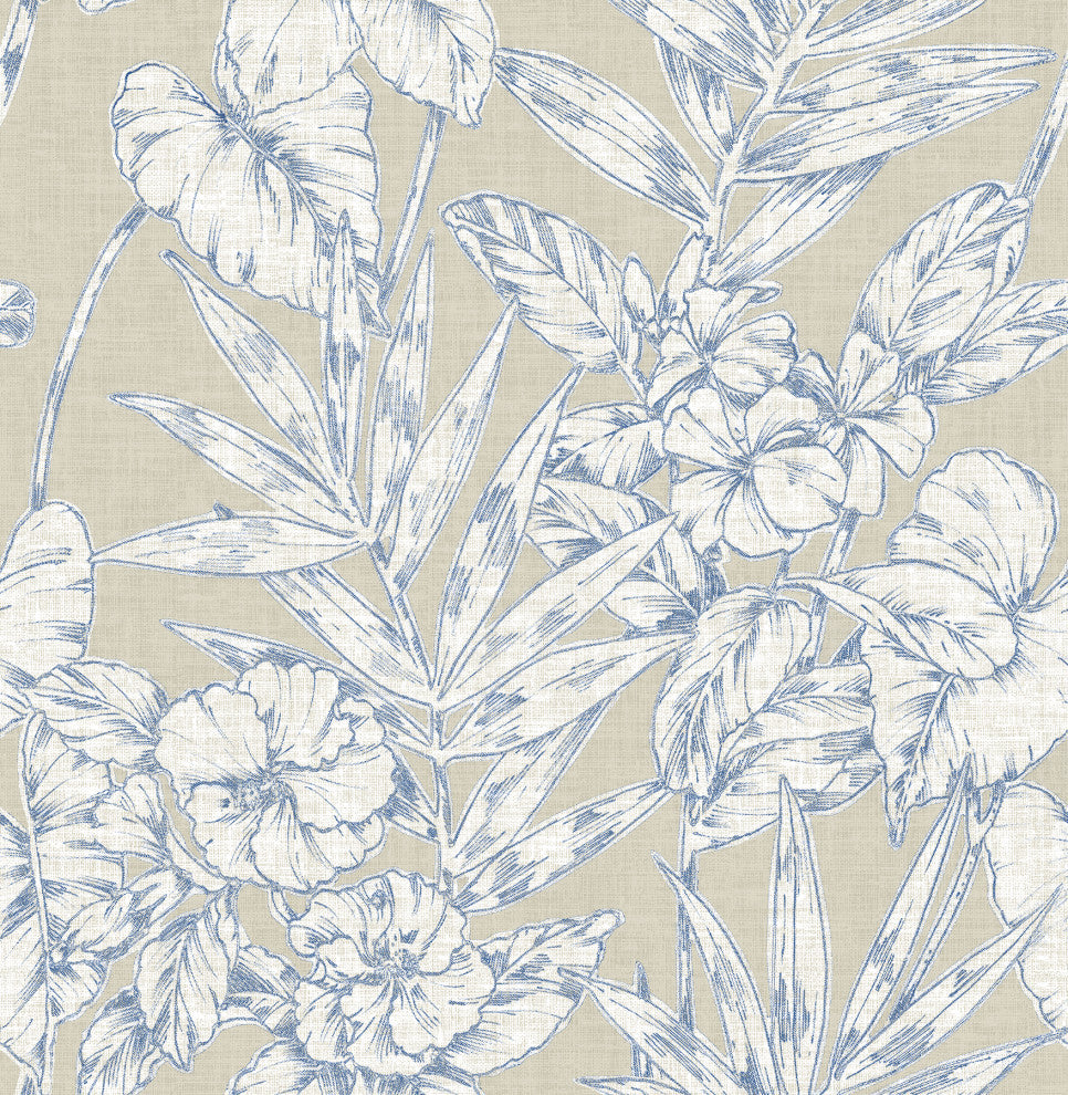 Fiji Navy Floral Wallpaper Bolt