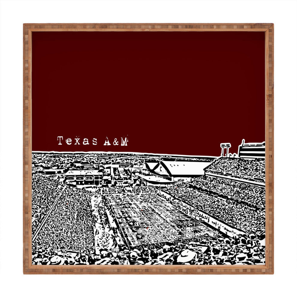 Deny Designs Bird Ave Texas A And M Maroon Square Tray