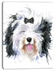 Funny Dog Head Black White, Animal Canvas Wall Art, 12"x20"