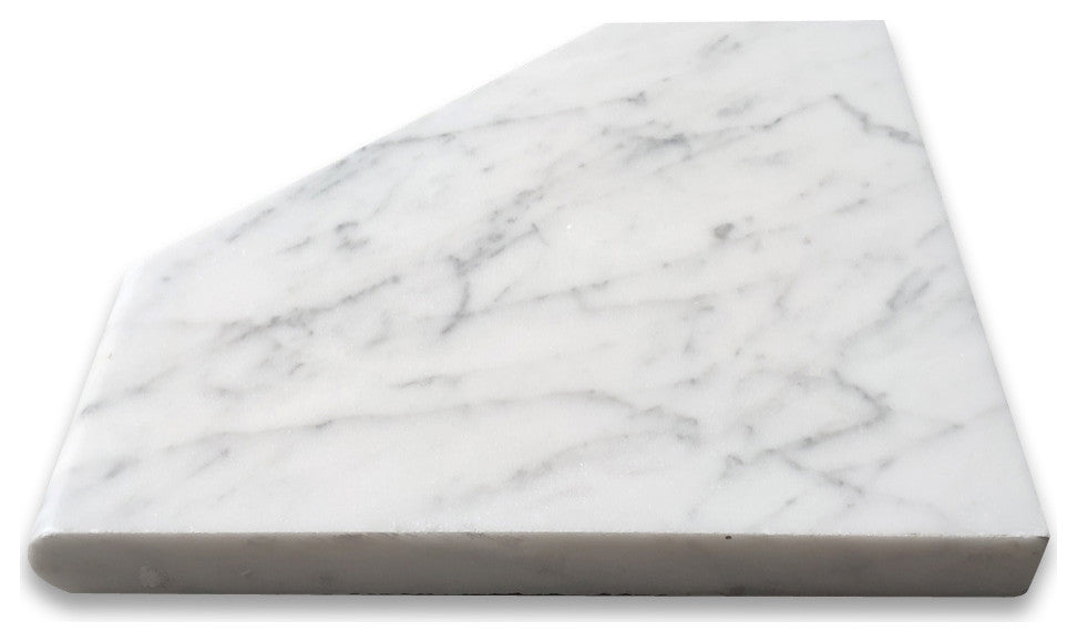 Carrara White Marble 8" Diamond Shower Corner Shelf Soap Dish Bullnose, 1 piece