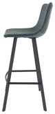 LeisureMod Elland Modern Leather Bar Stool Iron Legs Set of 2, Peacock Blue