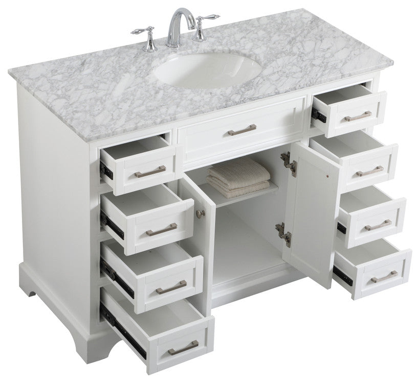 Amber Single Bathroom Vanity, Blue, White, 48"