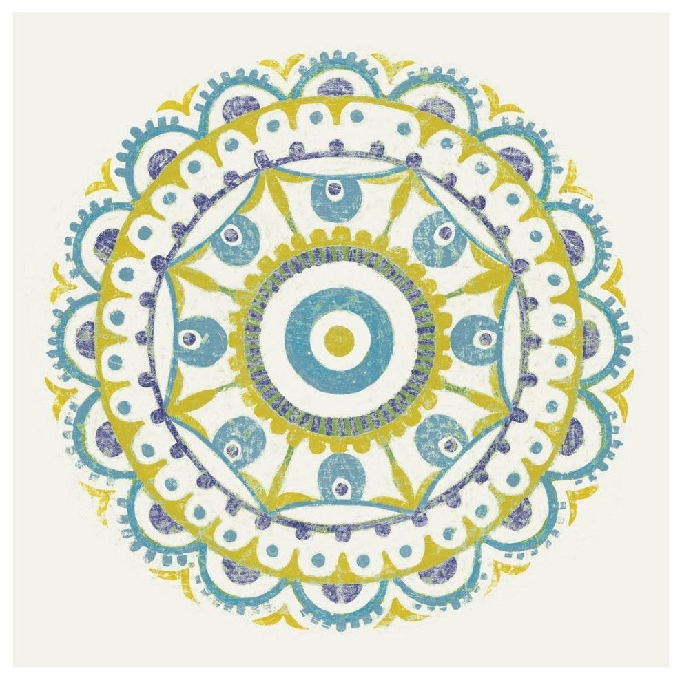 "Lakai Circle VI Blue and Yellow" Paper Print by Kathrine Lovell, 38"x38"