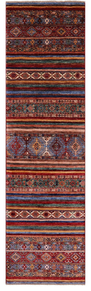2' 8" X 9' 9" Runner Khorjin Super Kazak Hand-Knotted Rug Q5704