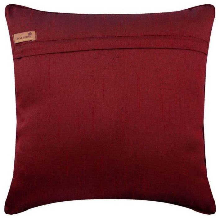 Decorative Striped Red Jacquard Silk 24"x24" Pillow Cover, Striped Right