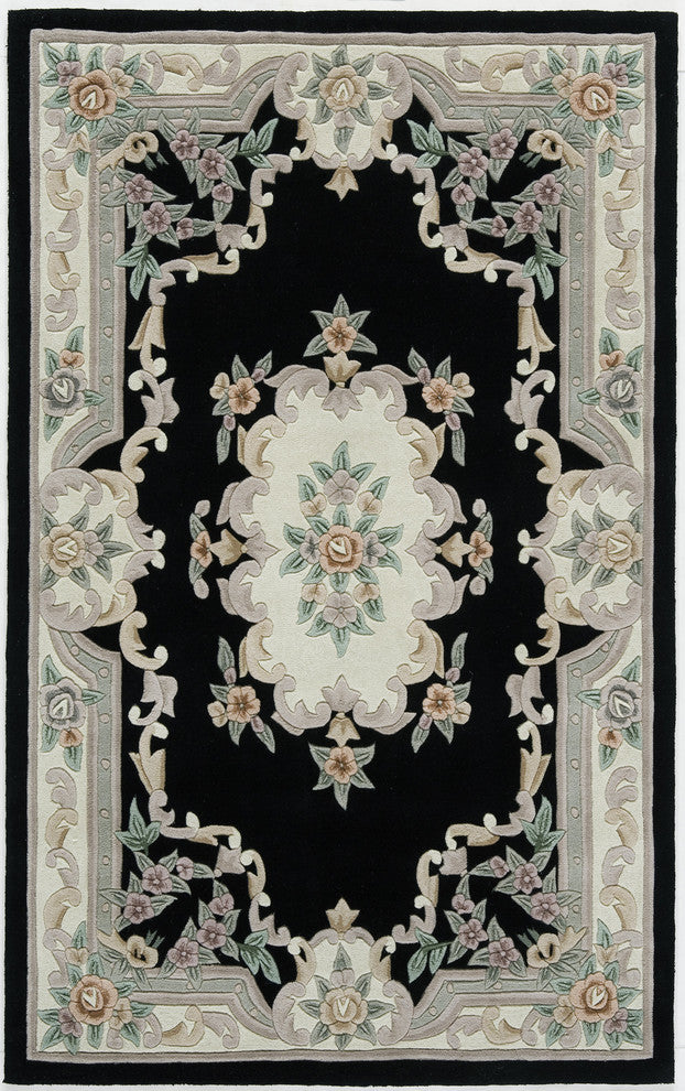New Aubusson, Black, 4'x6'