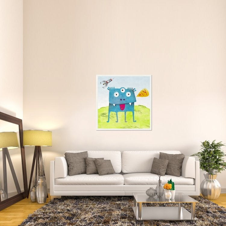 "Alien Friend Number 3" Framed Canvas Giclee by Skip Teller, 43x43"