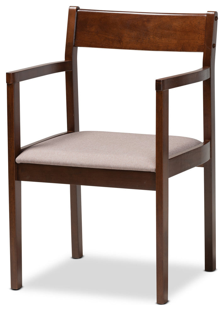 Helene Modern Warm Grey Fabric and Dark Brown Finished Wood 6-Piece Dining Set