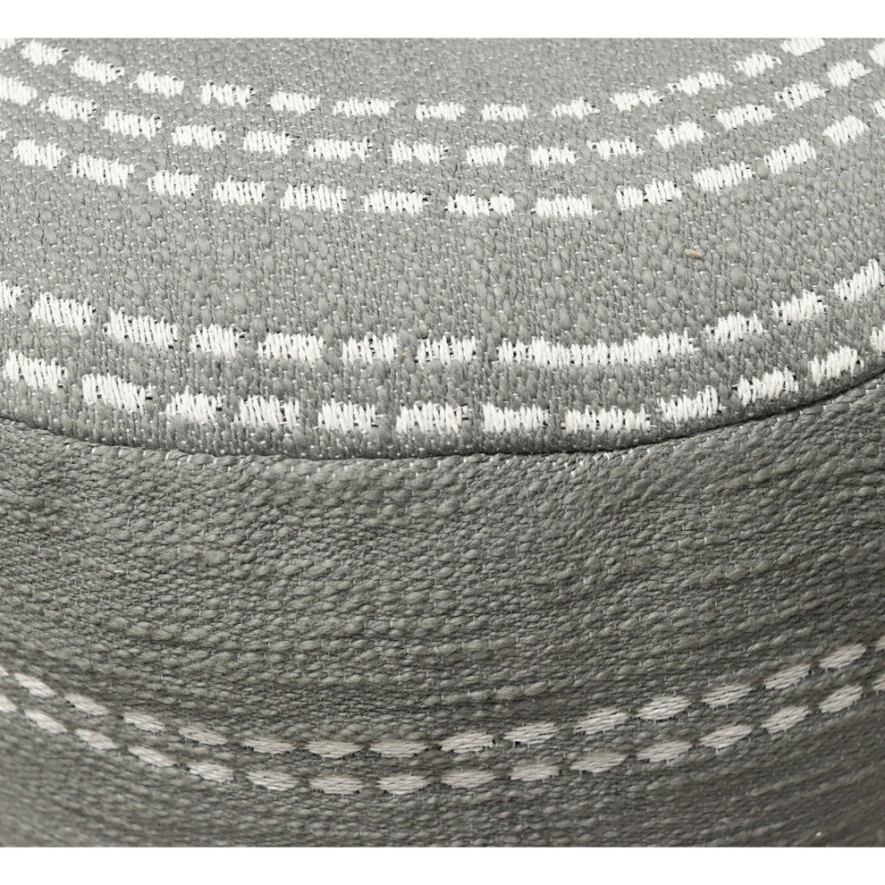 Ivory Machine Woven Cutler Pouf, 18" Cube