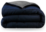 Bare Home Reversible Bed-in-a-Bag, Dark Blue/Gray, Gray, Queen