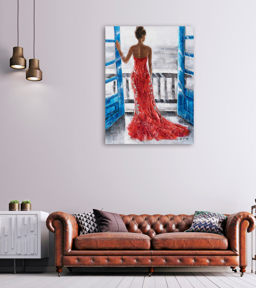 "Looking into the Night" Hand Painted Canvas Art, 36"x48"