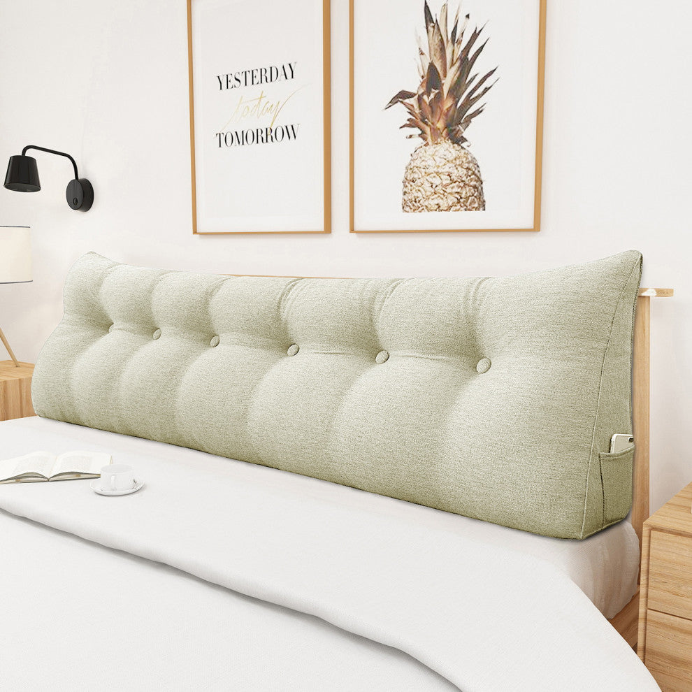 Bed Rest Wedge Pillow, Back Support Lumbar Pillow, Sofa Pillow, Ivory, 71x20x8