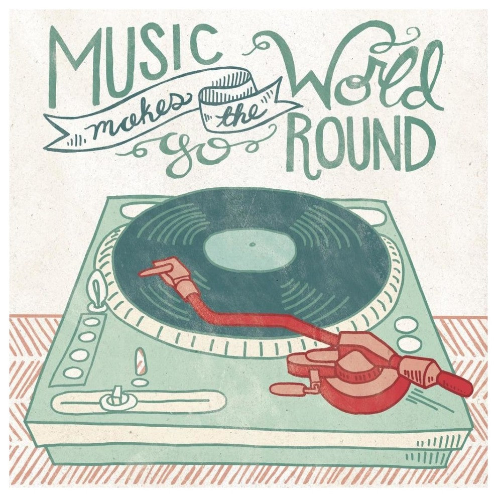 "Retro Record Player" Digital Paper Print by Mary Urban, 38"x38"