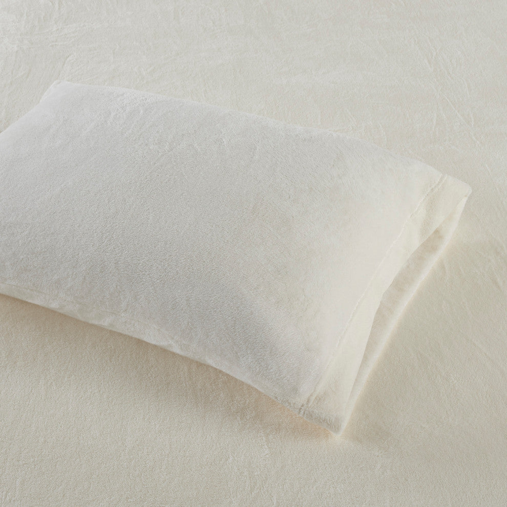 True North by Sleep Philosophy Knitted Plush Sheet Set, Ivory, Twin