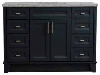 49" Single Sink Vanity, Dark Gray Finish With Gray Granite And Rectangle Sink