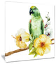 "Parrot With Flowers Watercolor Floral" Painting Canvas Print, 30"x40"
