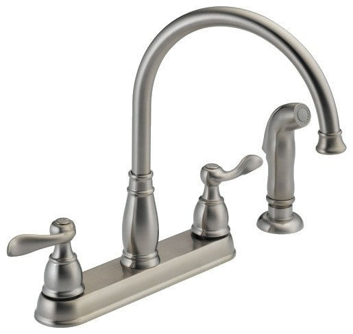 Delta Windemere Two Handle Kitchen Faucet, Stainless, 21996LF-SS
