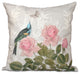 Asian Rose, Floral Print Pillow, Gray, 18"x18"
