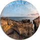Rough Rocky Coast Under Blue Sky, Beach Round Wall Art, 11"