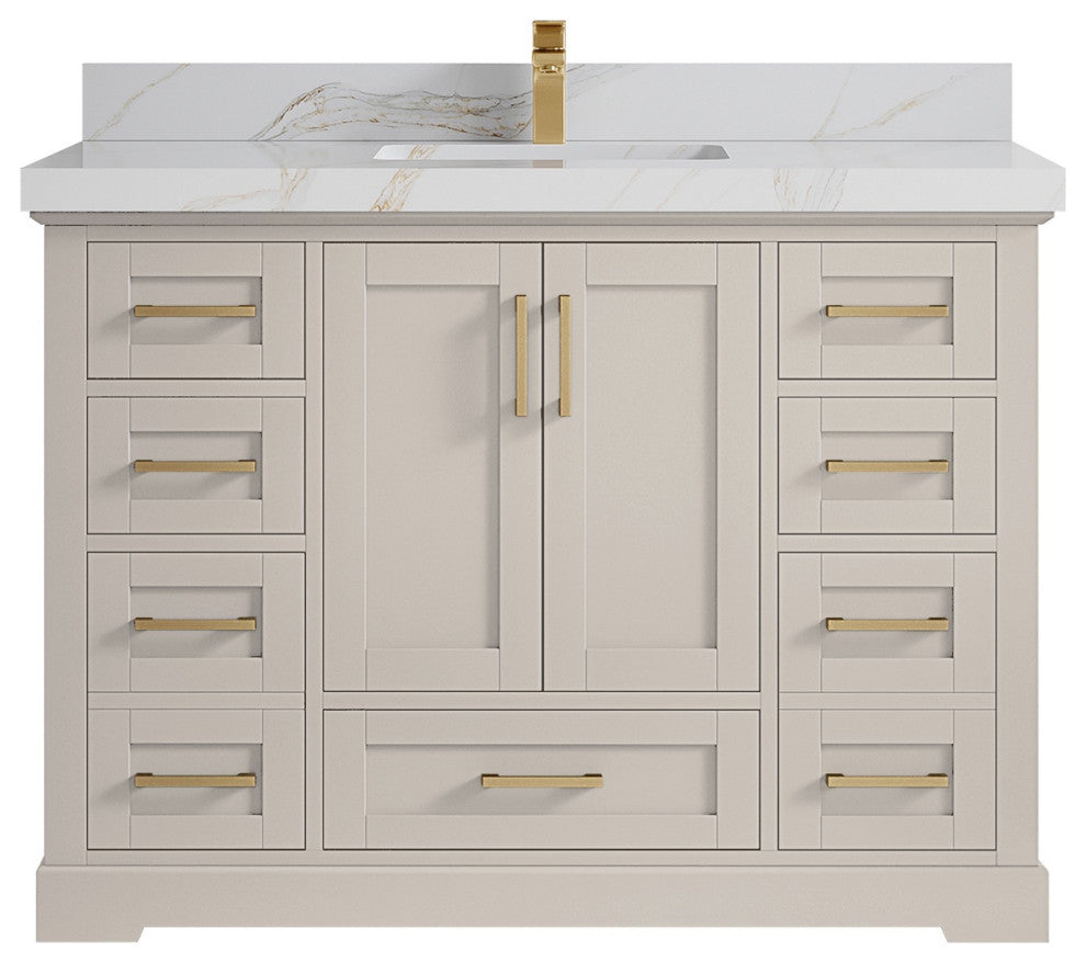 Boston 48" Single Sink Bath Vanity in Fine Grain 2" Calacatta Sienna