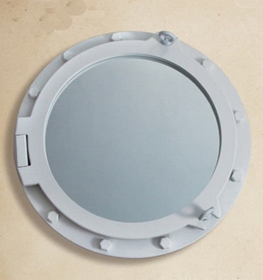 White Wooden Porthole Mirror
