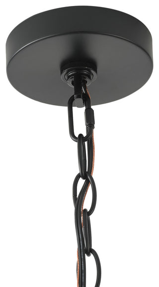 Matte Black 6-Light Natural Handwoven Rattan Pendant Light