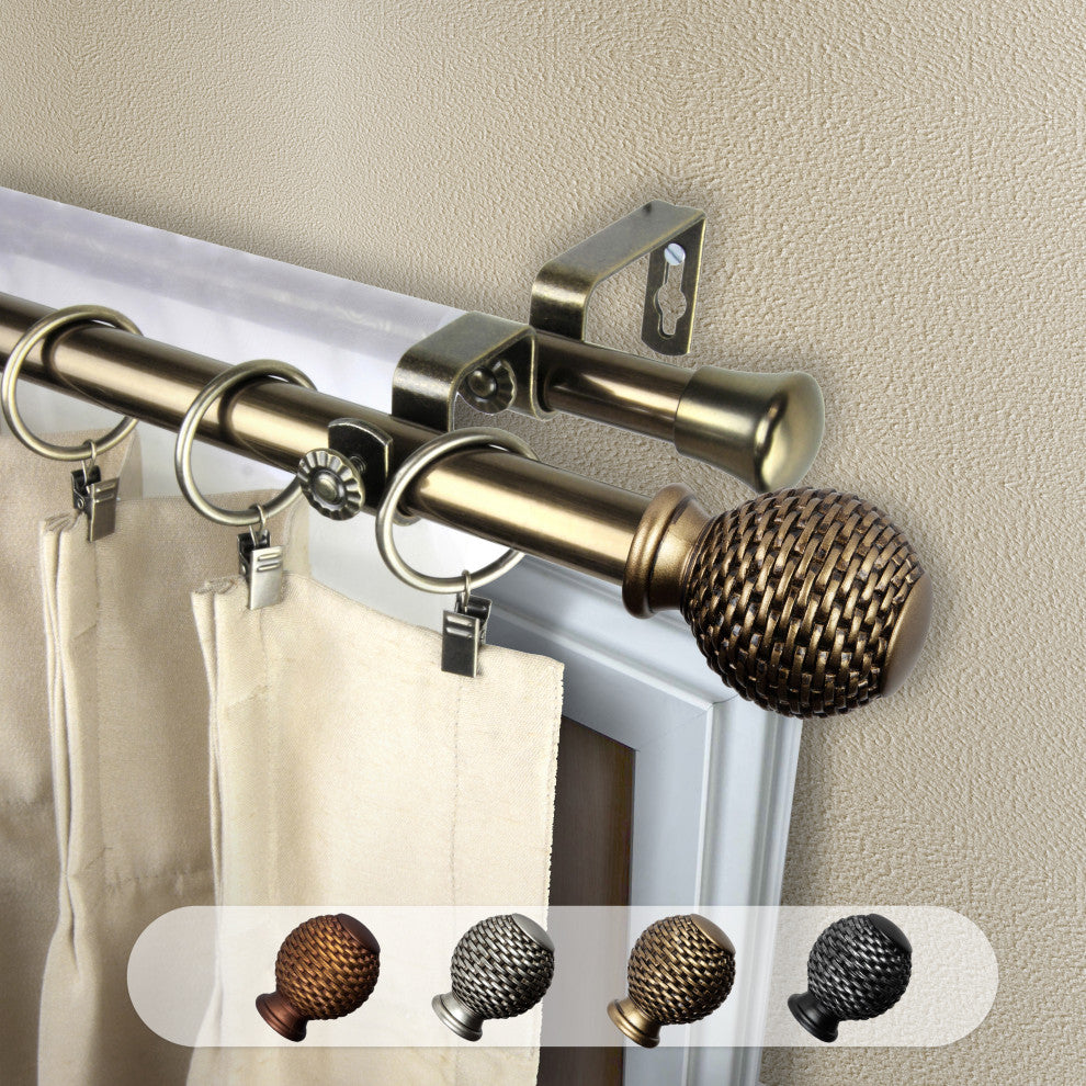 Vanna 13/16" Double Curtain Rod Antique Brass