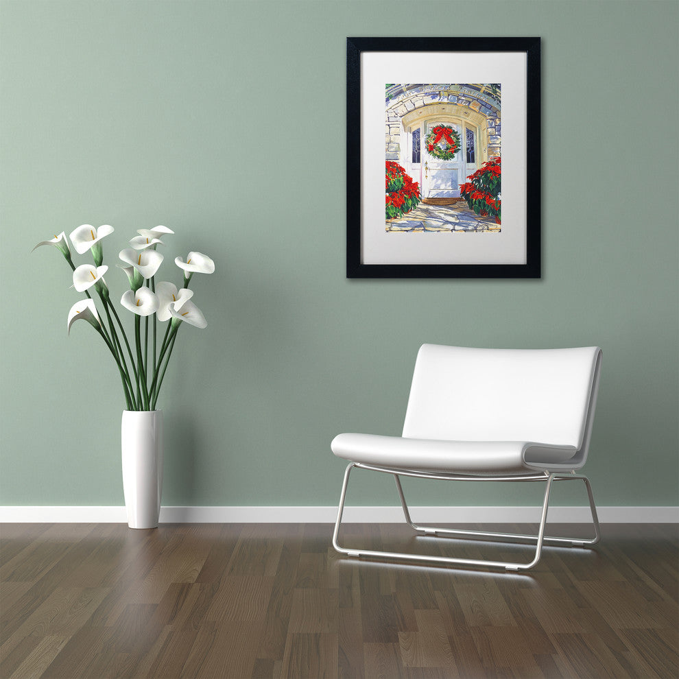 David Lloyd Glover 'Poinsettia House' Art, Black Frame, 11"x14", White Matte