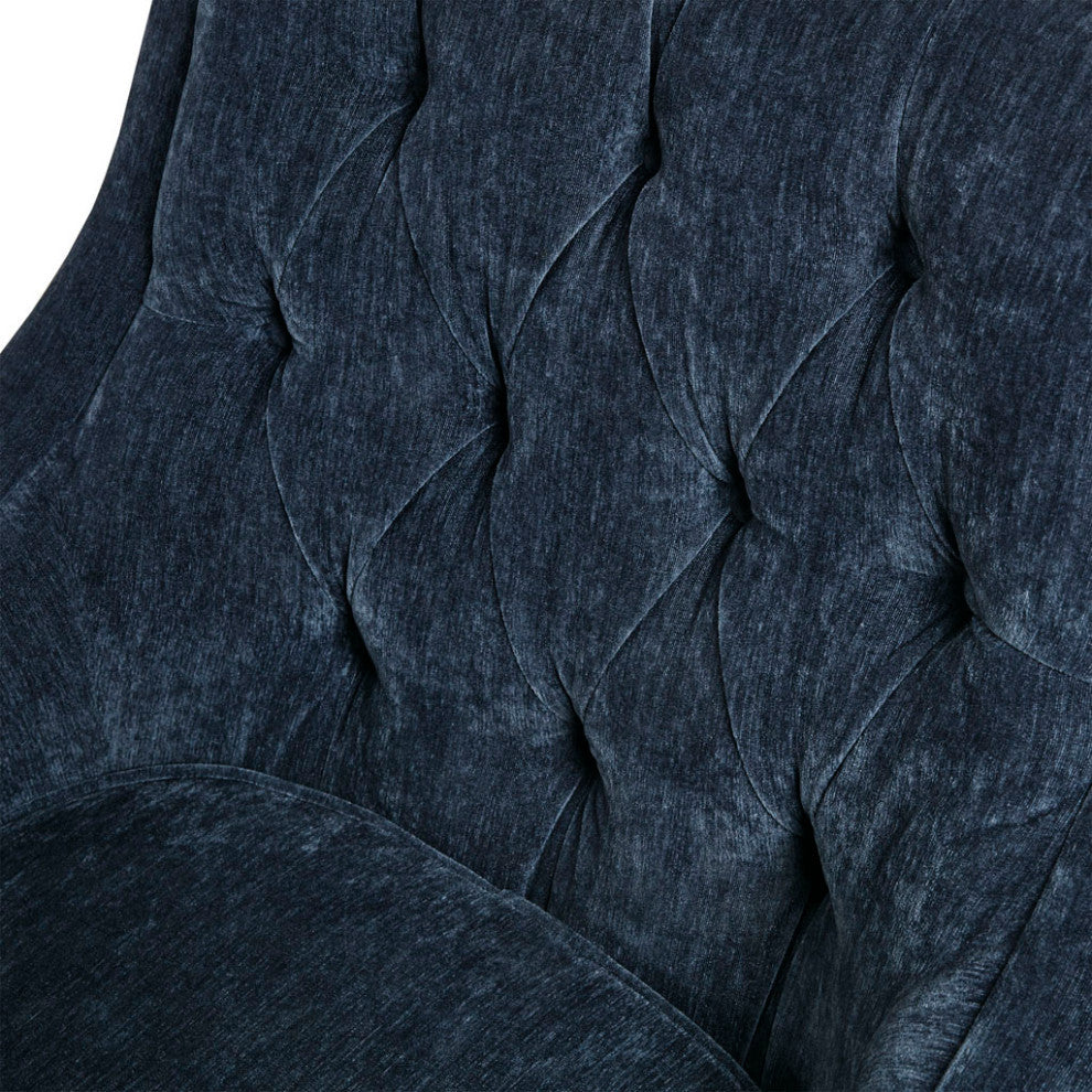 Madison Park Qwen Button Tufted Chair, Navy Blue