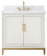 Gracie Bathroom Vanity, Satin White With White Quartz, 36"