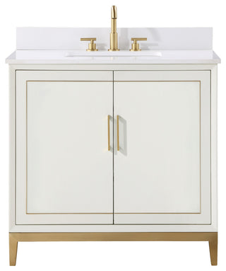 Gracie Bathroom Vanity, Satin White With White Quartz, 36"