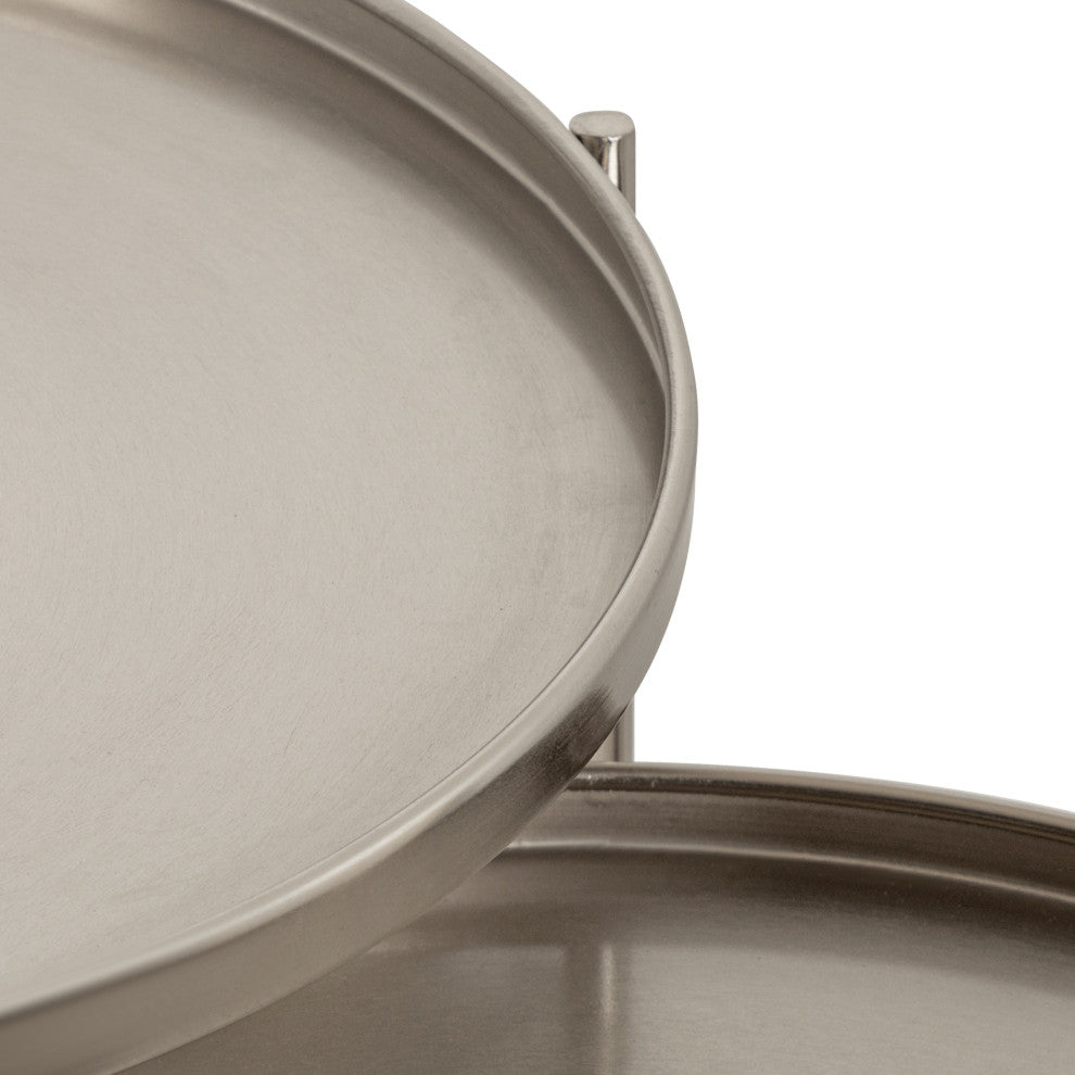 Ulani Round Metal Accent Tables, Silver 2 Piece