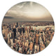 Manhattan Skyscrapers Aerial View, Cityscape Disc Metal Wall Art, 23"