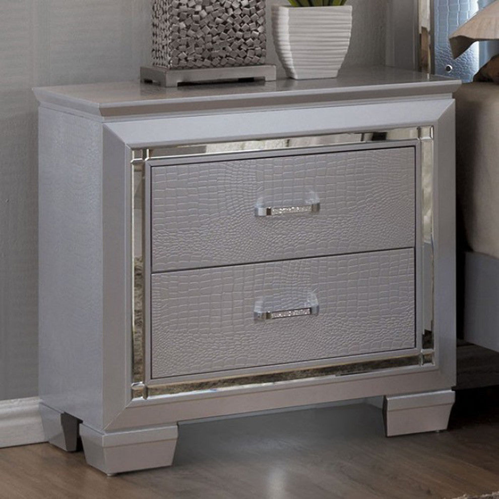 Benzara BM123298 Bellanova Contemporary Night Stand In Silver