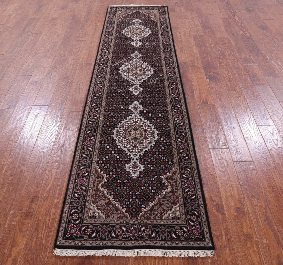 2' 7" X 10' 3" Runner Persian Tabriz Handmade Wool & Silk Rug - Q13025