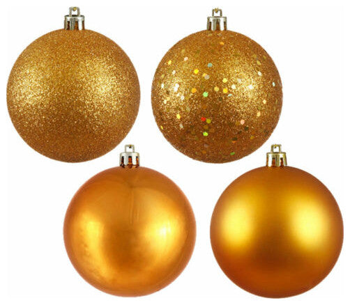 Vickerman N591230A 4.75" Antique Gold 4-Finish Ball Ornament Assortment