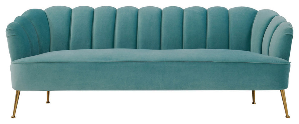 Turquoise Blue Art Deco Hollywood Regency Glam Couch