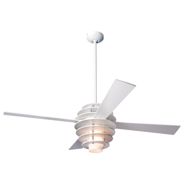 Modern Fan Stella LED-Light White/Gloss White 52" Ceiling Fan w/ Remote Control