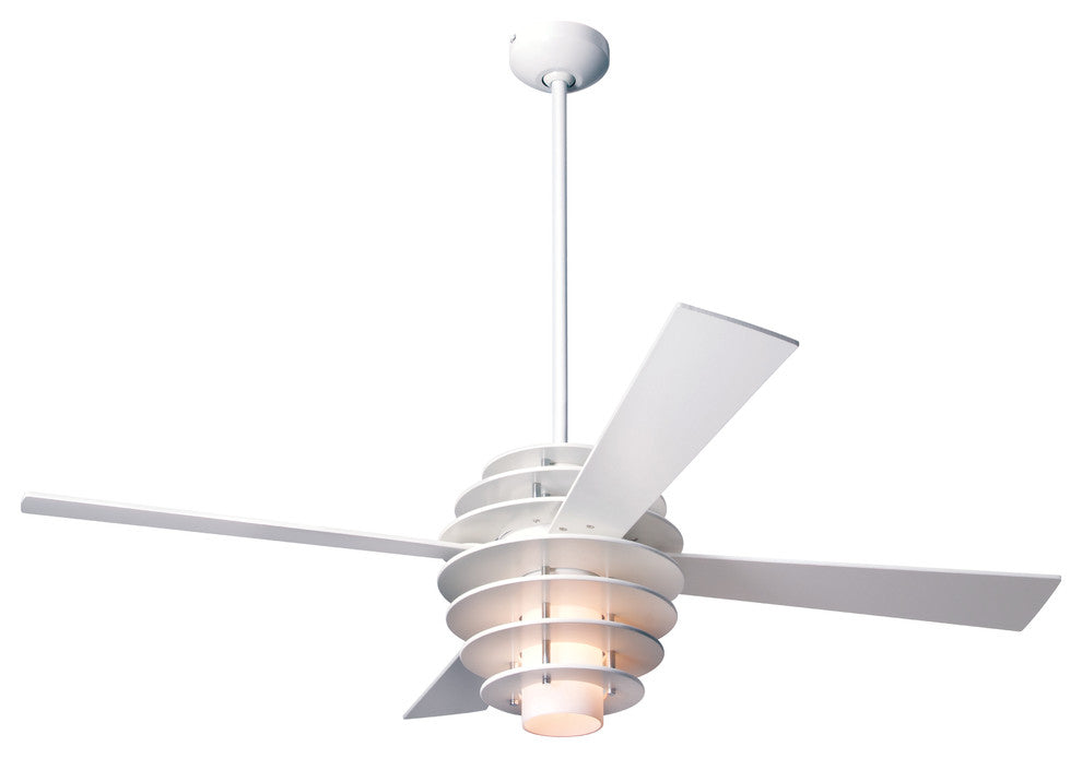 Modern Fan Stella LED-Light White/Gloss White 52" Ceiling Fan w/ Remote Control