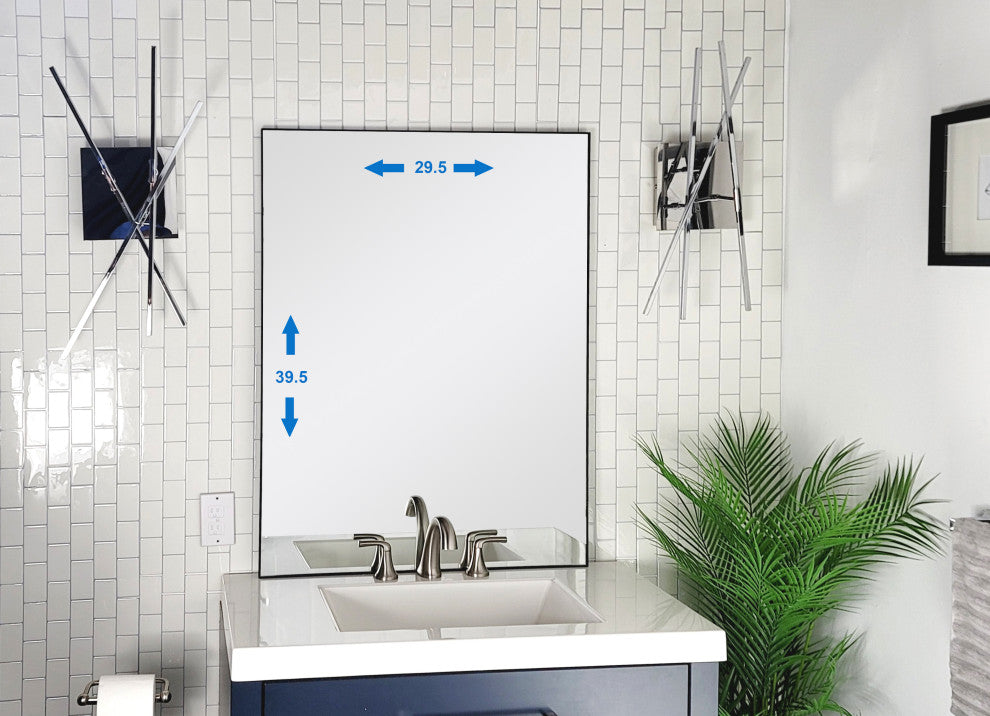 Venta 24 in. x 32 in. Modern Black Framed Wall Mirror with Dual Mounting Bracket