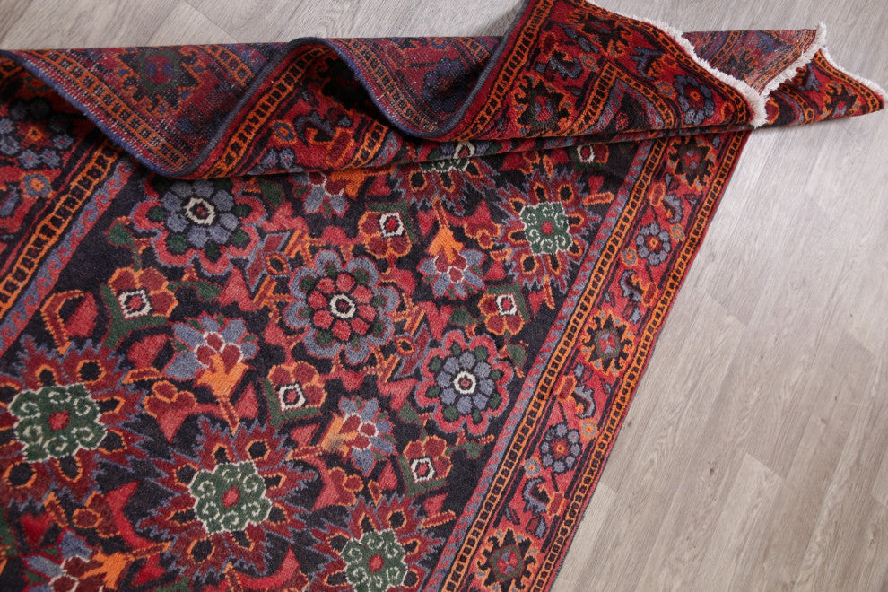 Consigned, Oriental Traditional Persian Vintage Area Rug Handmade, Black, 4x7
