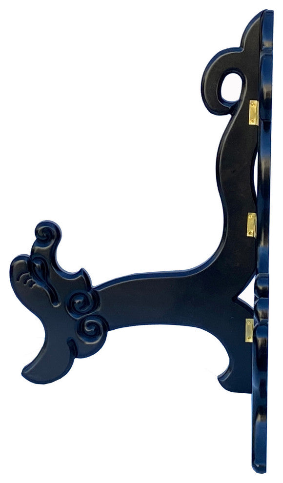 Chinese Wood Medium Black Plate Holder Rack Display Easel Hws3220